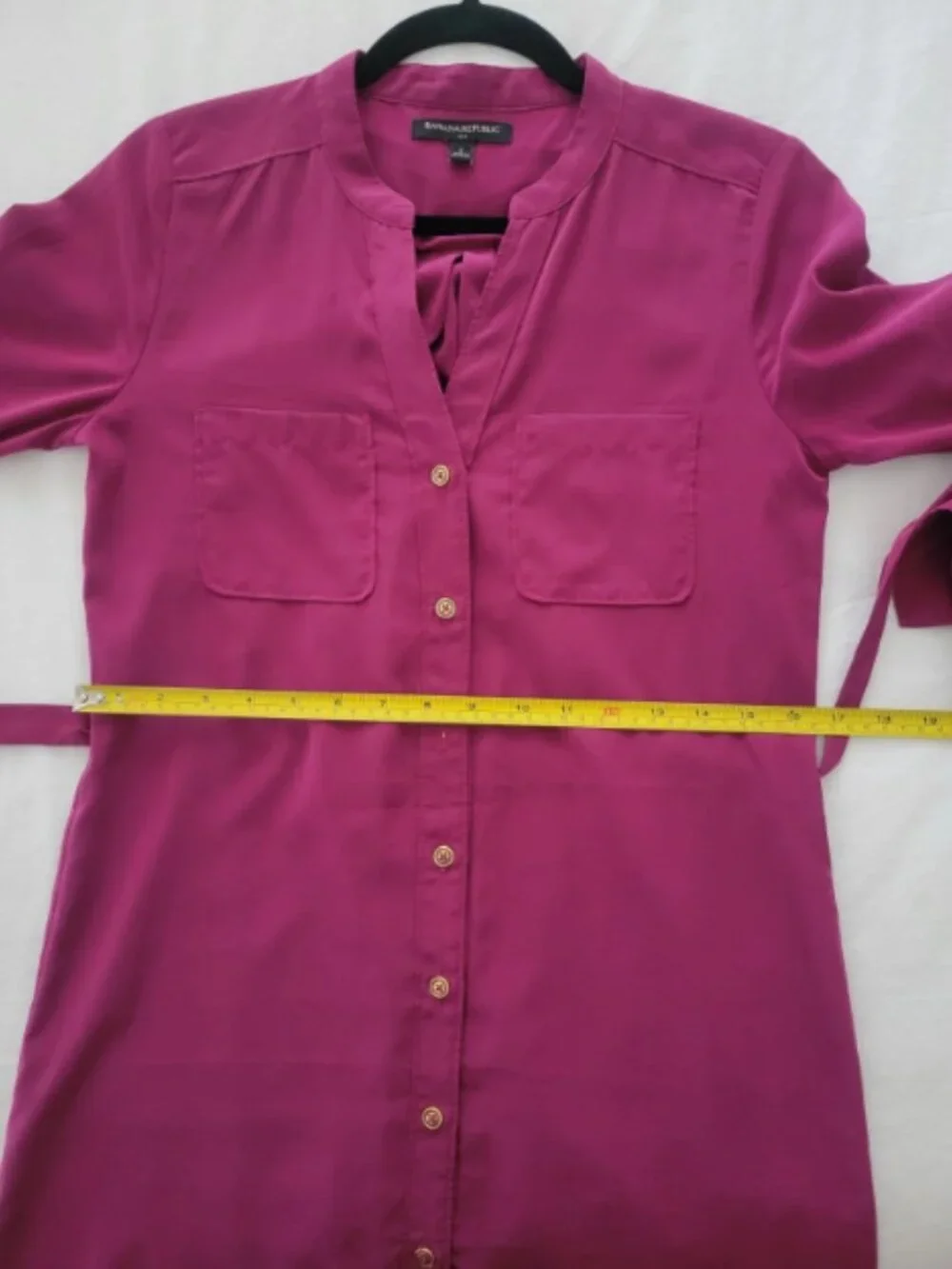 Banana Republic Shirt Womens Dress Size S Pink Button Up Tie Waist Casual Work - Picture 5 of 9